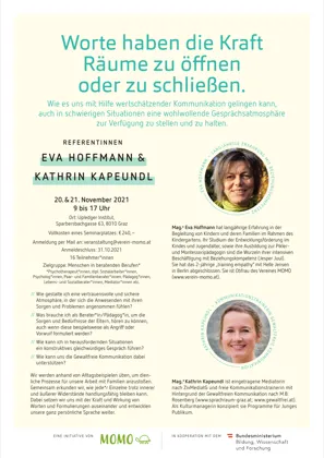 Programm „Worte haben die Kraft, Räume zu öffnen oder zu schließen.“